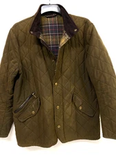 Barbour Quilted Wax jacket mens M Olive green Chelsea Tartan lining 998