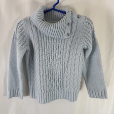 Janie and Jack Sweater Toddler Girl's 2T Blue Cable Knit Turtleneck Pullover