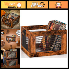 Vinyl Record Storage Crate - Wooden Record Holder for 100 Albums, Easy Assembly