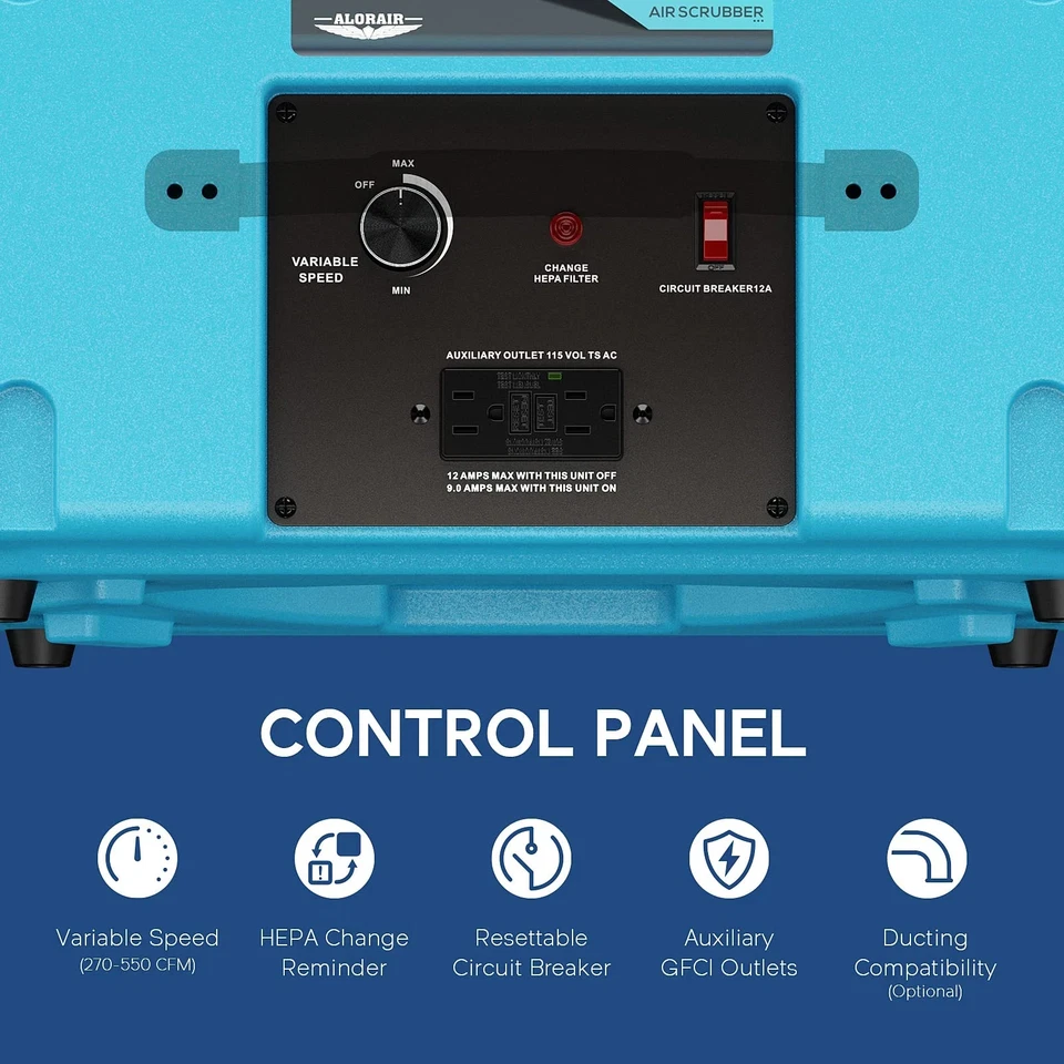 Purificador de aire negativo filtro de 3 etapas ALORAIR industrial comercial Foto 2 de 4