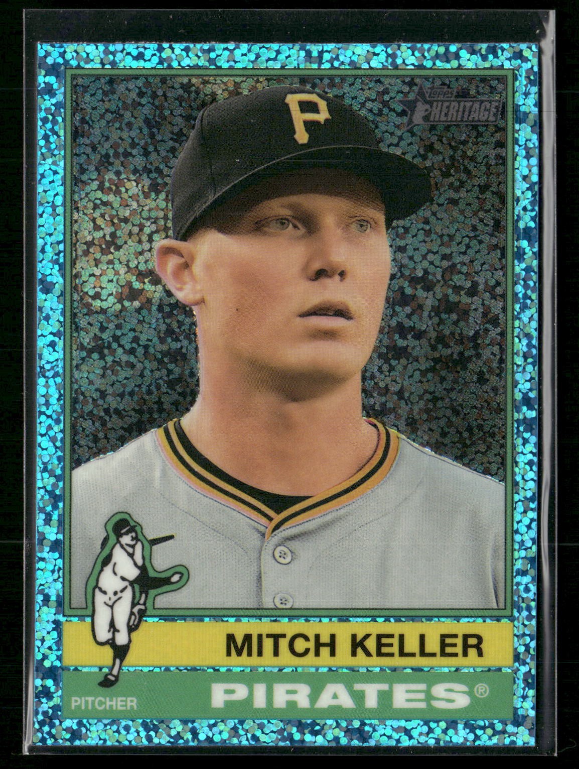 2025 Topps Heritage #146 Mitch Keller Chrome Light Blue Sparkle Refractor