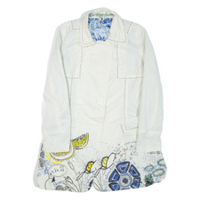 DESIGUAL Womens Jacket White Crazy Pattern L