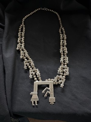 Sterling Silver Rainbow Man, Two Bu Chief Squash Blossom Necklace