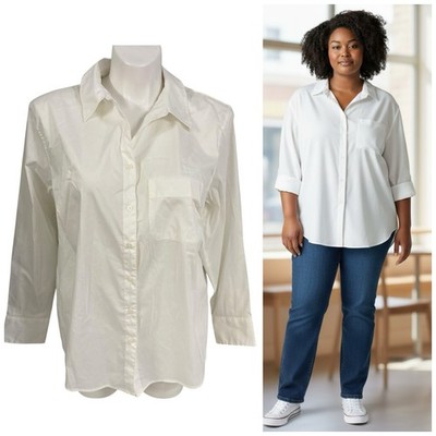 A New Day Shirt Womens XXL White Button Up Poplin Work Office Corpcore Basic