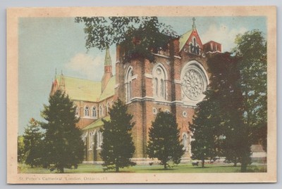 Gothic Cathedral St. Peter's Cathedral in London Ontario c1930s Postcard