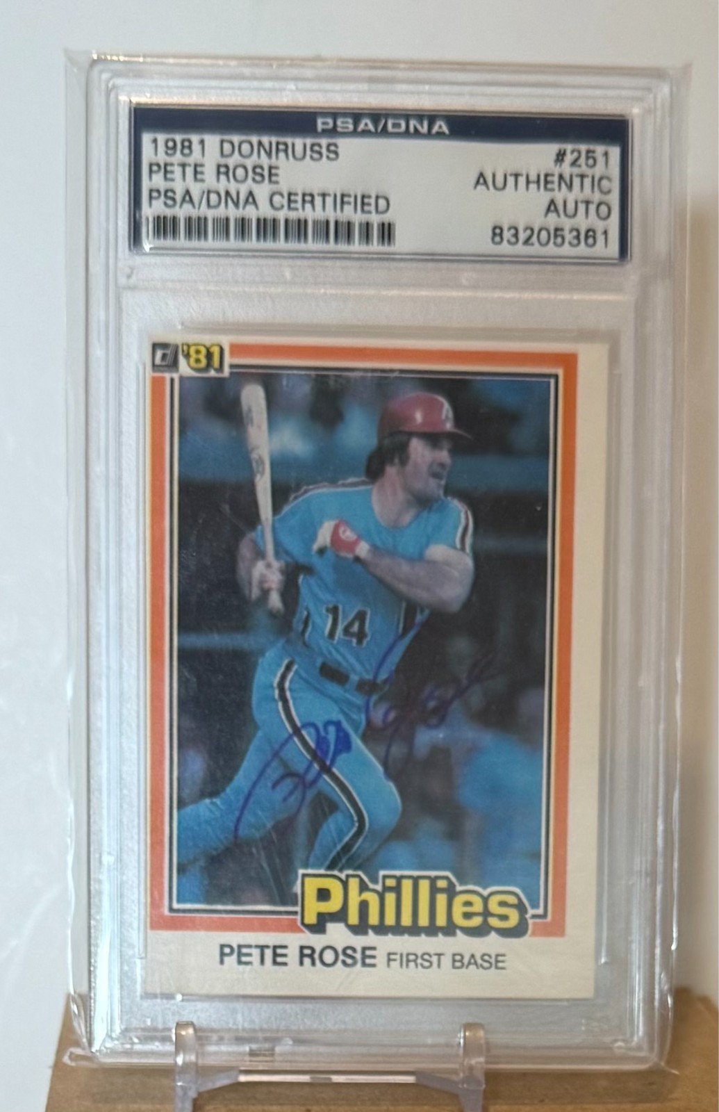 ⚾️PETE ROSE 🏆 1981 DONRUSS #251 PSA /DNA AUTHENTIC ✍️ AUTO;