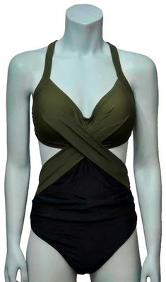 Maillot De Bain 1 Pièce Femme Noir Avec Coupes Formées Souples L - Photo 1/3