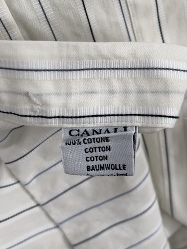 Canali Shirt Mens 17 XL Stripe Button Up Long Sleeve Dress Italy - Picture 13 of 20