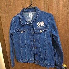 MTV Unisex Kids Blue Denim Cotton Jacket Logo Button Front Pockets XL 14-16
