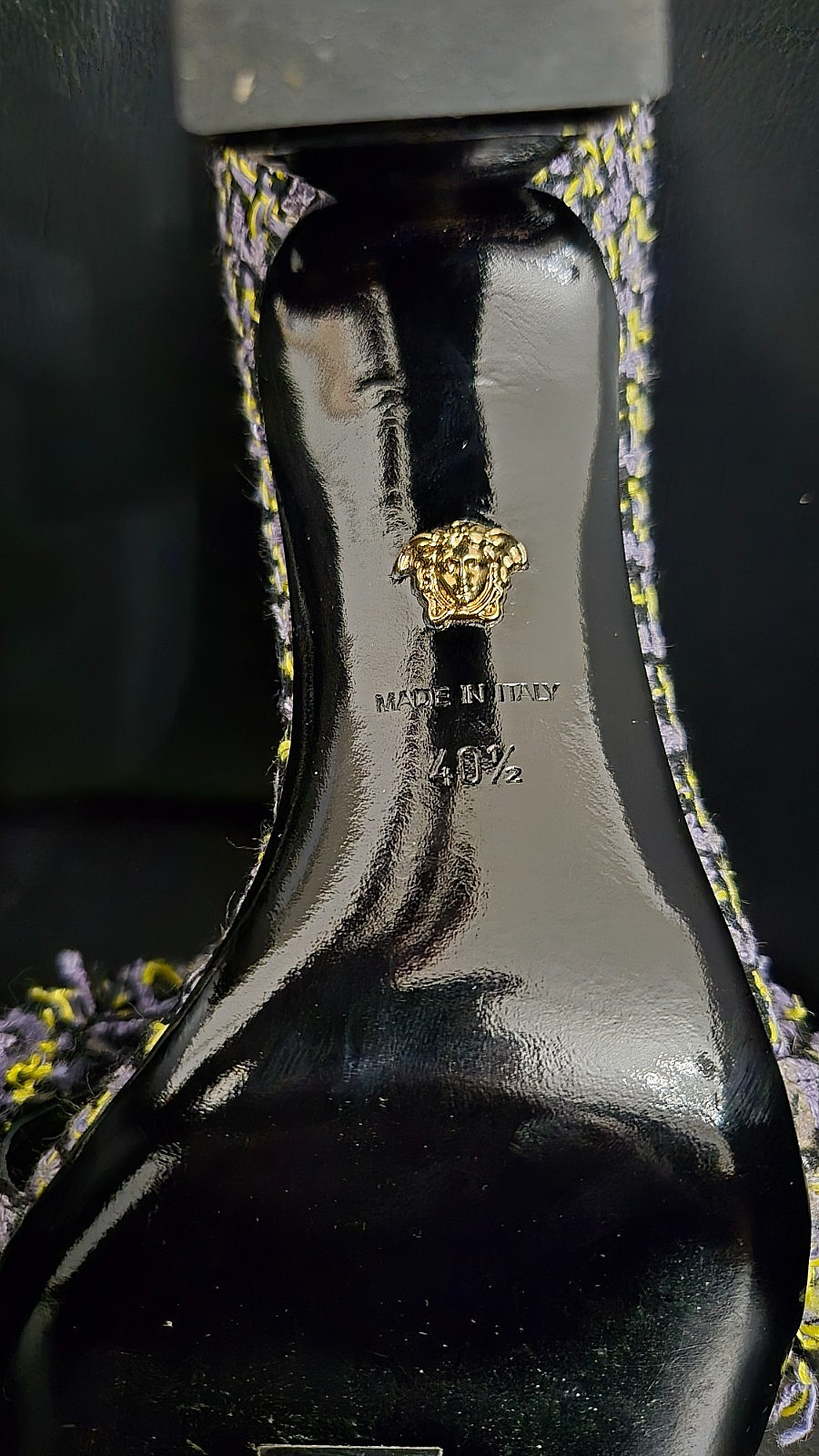 VERSACE Mules sandal fabric tweed lilac orchid shoes 7 cm new Luxury spring thumbnail 3