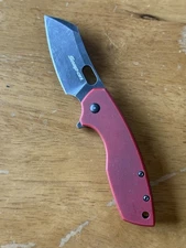 Snap-On CRKT Pilar Folding Blade Knife Framelock SEKC69AGWR Used Red