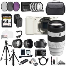 Sony ZV-E10 White Body FE 70-200mm f/4 Macro G OSS II Lens 9PC Filter-MEGA Kit