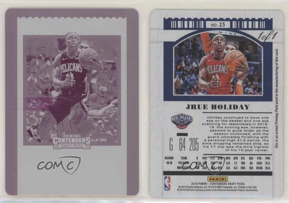 2019 Panini Contenders Draft Picks Printing Plate Magenta 1/1 Jrue Holiday uk2 - Image 3 of 3