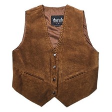 Mariah Suede Leather Vest Mens Large Brown Snap Western Cowboy Biker VTG