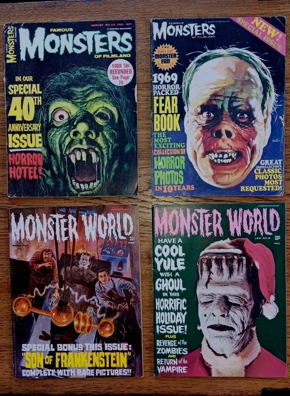 Monster World - 2 VG Famous Monsters - 2 Cover Tear 1" 40th  Fear Bk. Edge Wear