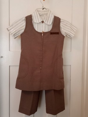 Vintage  Brownie Girl Scouts Uniform Dress and Short Sleeve Shirt Size 7 & 6