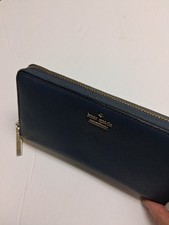Kate Spade Wallet Zip Around Blue Leather Accordion Style