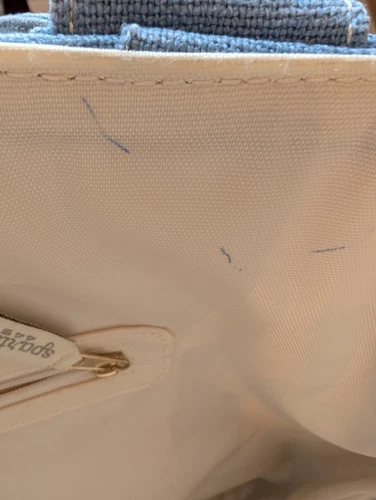 Spartina 449 Daufuskie Island Natural Linen Tote Bag Distressed Mineral Blue - Picture 13 of 15