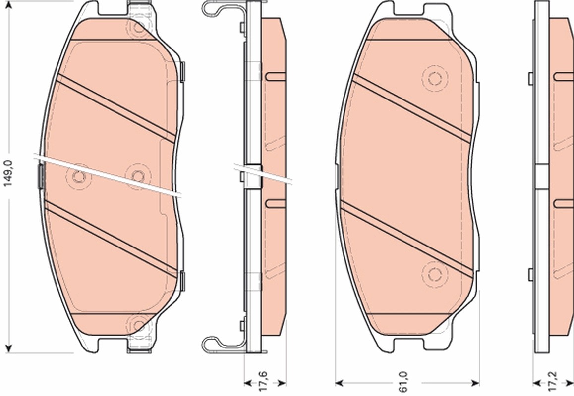 Front TRW-OE GDB3465 Brake Pad Set, disc brake for HYUNDAI