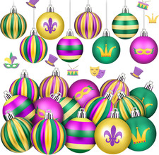 40 Pcs Mardi Gras Ball Ornaments Hanging Mardi Gras Purple Green Gold Ball Plast