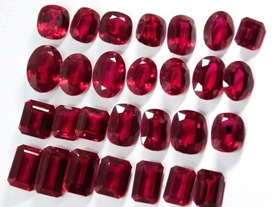 Burmese Certified Natural Flawless Red Ruby 100 Ct+ Mixed Cut LOT Loose Gemstone