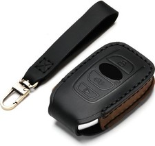Leather Cover Key Fob Case Compatible with Keyless Remote Contr Color: A-black