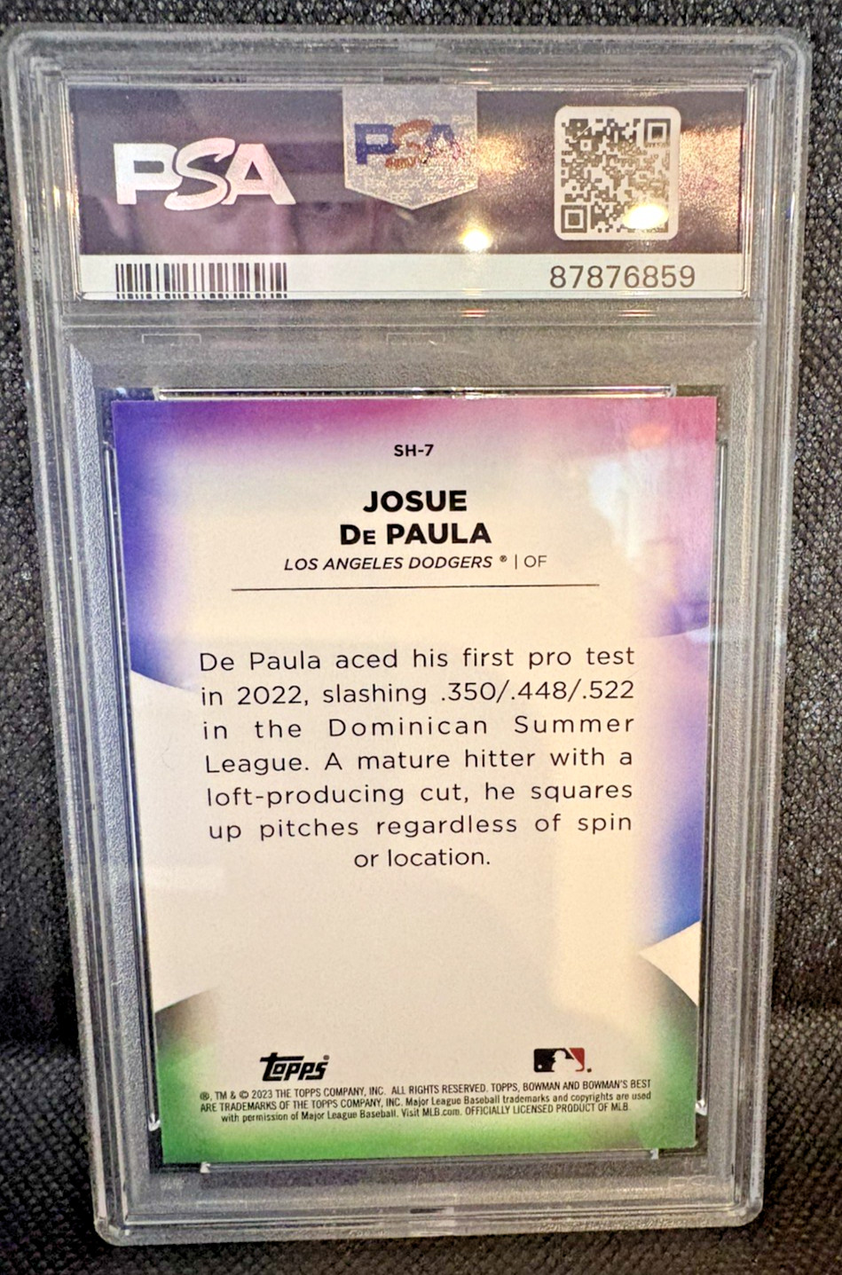 PSA 10 2023 Bowman’s Best Shellacked Josue De Paula #SH-7 RC Dodgers view 4