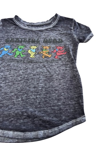 5T The Grateful Dead Unisex Kids Burnout Band Tee Shirt Gray Black Dancing Bears - Picture 3 of 6