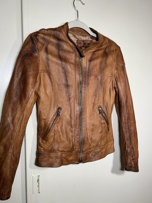 Vintage Soft Vera Pelle Italy Women's Brown Leather Jacket 22in