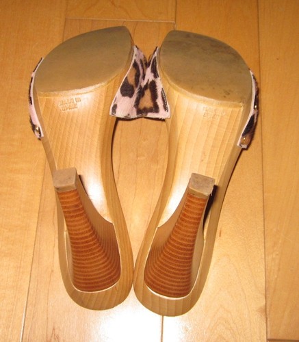 Stuart Weitzman Womens Pink & Brown Animal Hair Print Sandals Heels 8 M - Picture 5 of 5