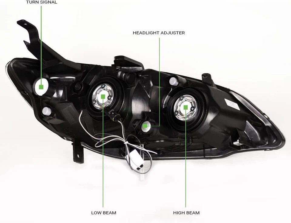 For 2004-2005 Honda Civic 2/4 Door Headlights Front Black Housing LED Tube Pair - Image 4 of 4