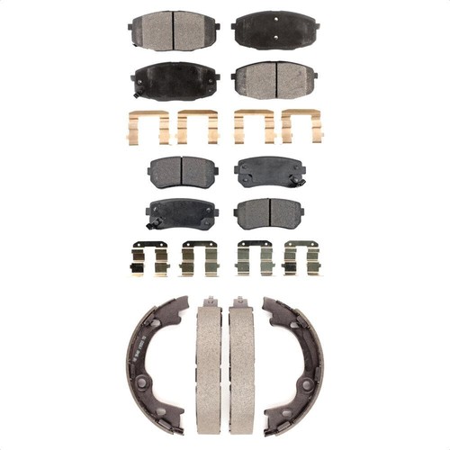 Front Rear Ceramic Brake Pads And Parking Shoes Kit For Hyundai Elantra - Picture 1 of 11