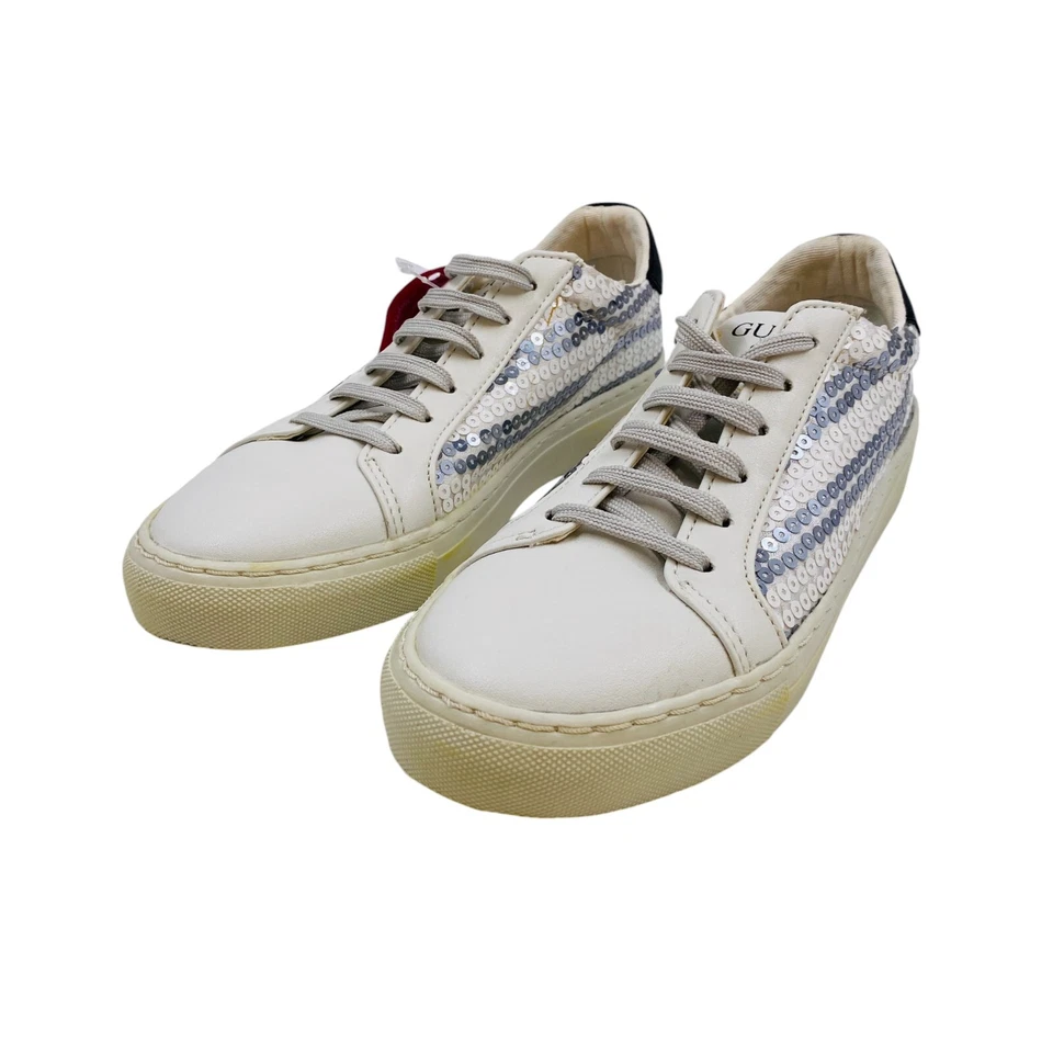 GUESS Mujer Blanco Lentejuelas Cuero Tenis Zapatos EUR 35 US 5 UK 2.5 Foto 3 de 4