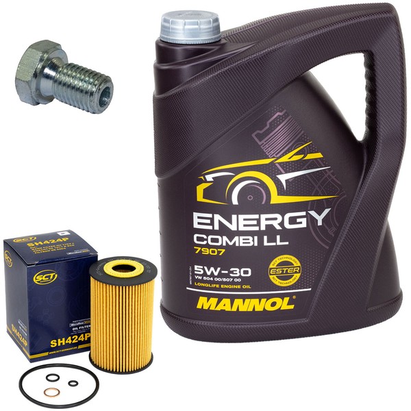 MotoröL Set 5W-30 5 Liter + ÖLfilter SH 424 P + Schraube FüR BMW 3Er 316Ci E46-image