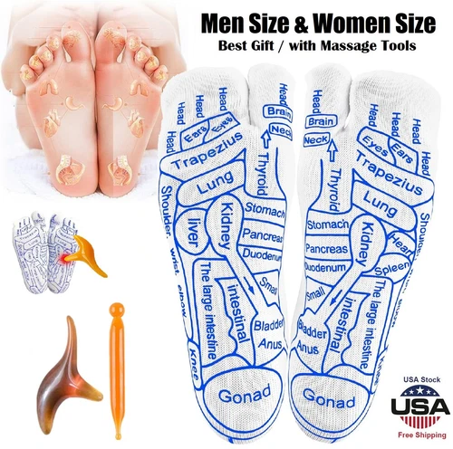 Acupressure Reflexology Socks With Trigger Point Massage Tool Foot Massage Sock - Picture 2 of 20