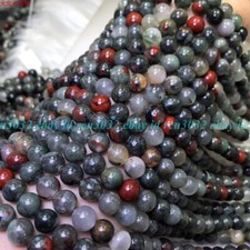 4mm 6mm 8mm 10mm 12mm African Bloodstone Beads Gemstone Round Loose 15" Strand