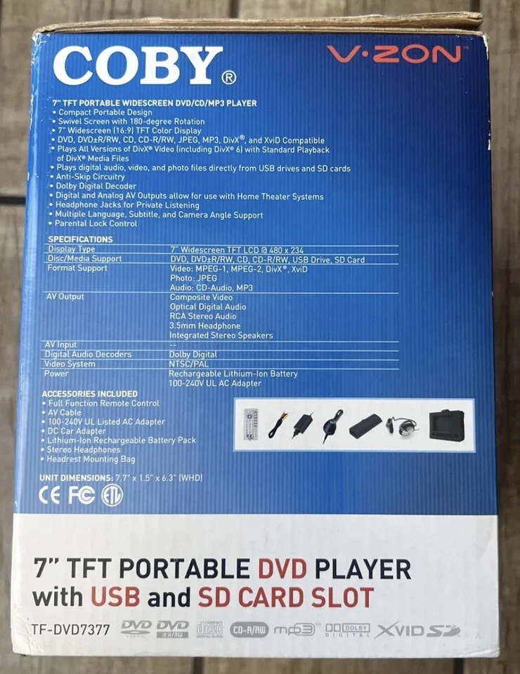 Coby TF-DVD7377 Portable DVD Player (7") - Image 4 of 4