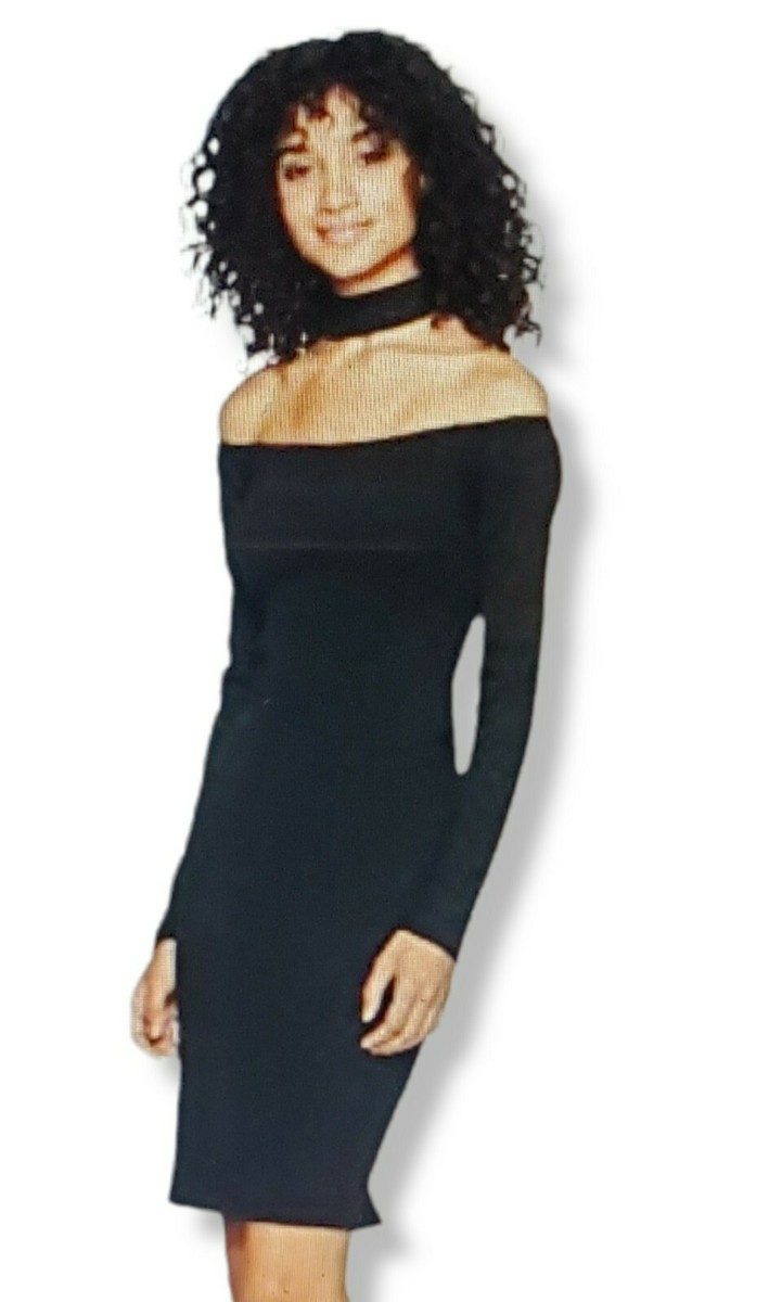 JUMP Junior's Glitter Waffle Knit Choker Midi Dress, Black, 3/4 | eBay