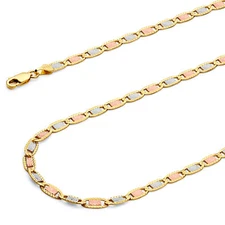 Wellingsale 14k Tri Color Gold Solid 3mm Valentino Star Chain Necklace