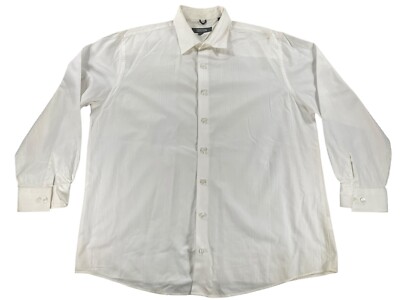 kenneth cole reaction white dress shirt Kenneth Cole Reaction Shirt Mens 17 34/35 White Striped Non Iron Dress  Button Up