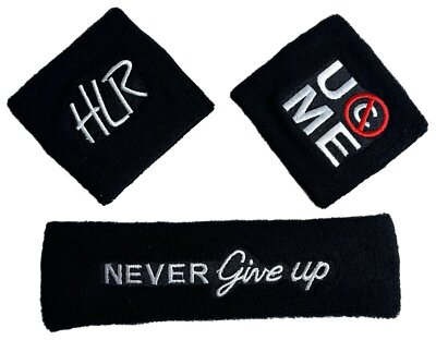 John Cena Black & White 20 Years HLR Never Give up Headband-Wristband Set