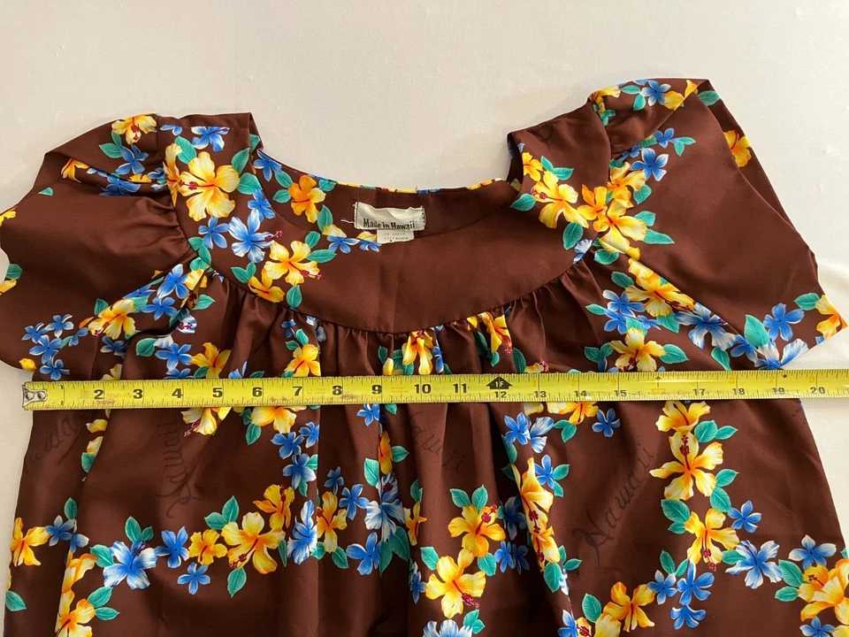 Maxi Vestido Floral Vintage Hecho en Hawaii Talla 10 Marrón Tropical Muu Muu Shift Foto 4 de 4