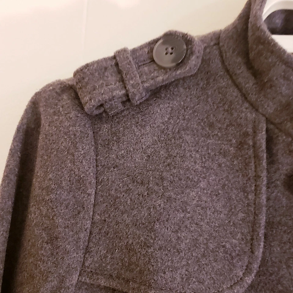 Chaqueta Gap Mujer Talla 4 Gris Botón Frontal Mezcla Lana Estilo Militar Borde Cinta Foto 4 de 4