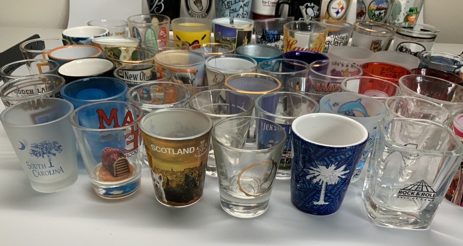 Souvenir Shot Glasses States Beaches Sites Various Lot 40+ Collectors