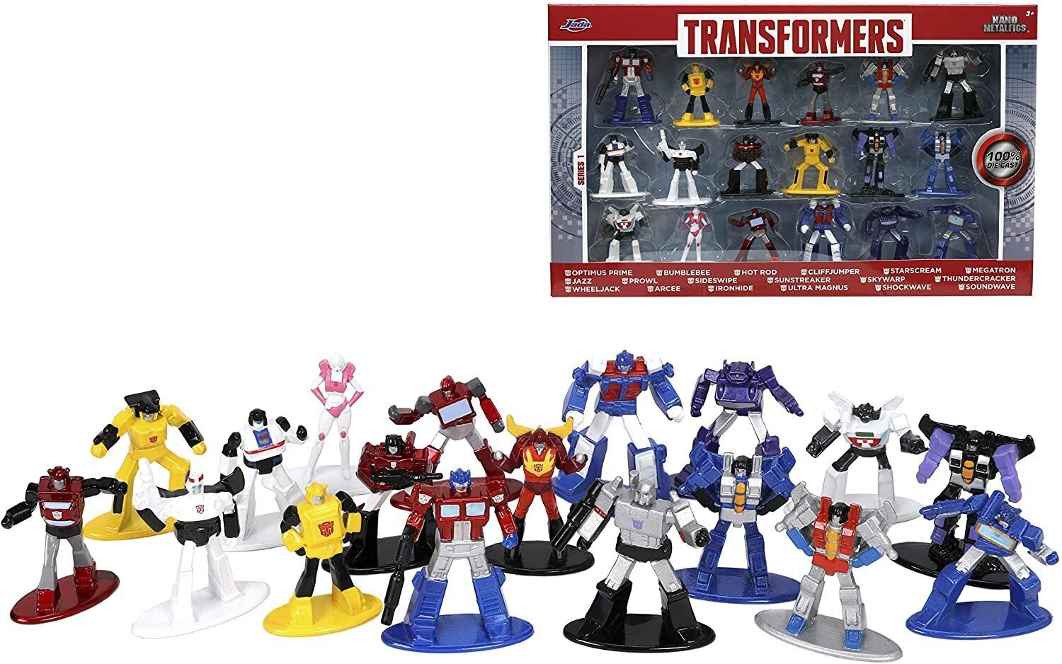 Jada Toys Transformers 18-Pack 1.65" Die-cast Figures, Toys for Kids and...