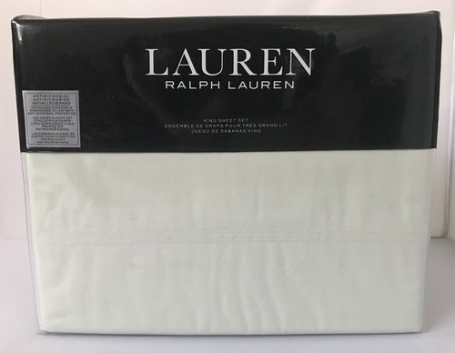 Ralph Lauren KING Sloane Solid Sheet Set Antimicrobial 100% Cotton 4PC - Picture 34 of 36