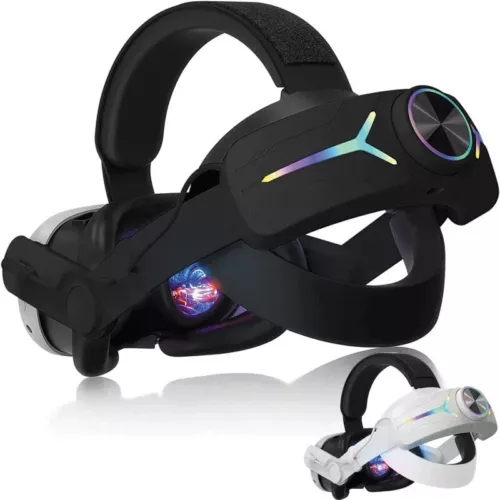 For Meta Oculus Quest 3 VR Headset LED RGB Elite Head Strap w/8000mAh Battery