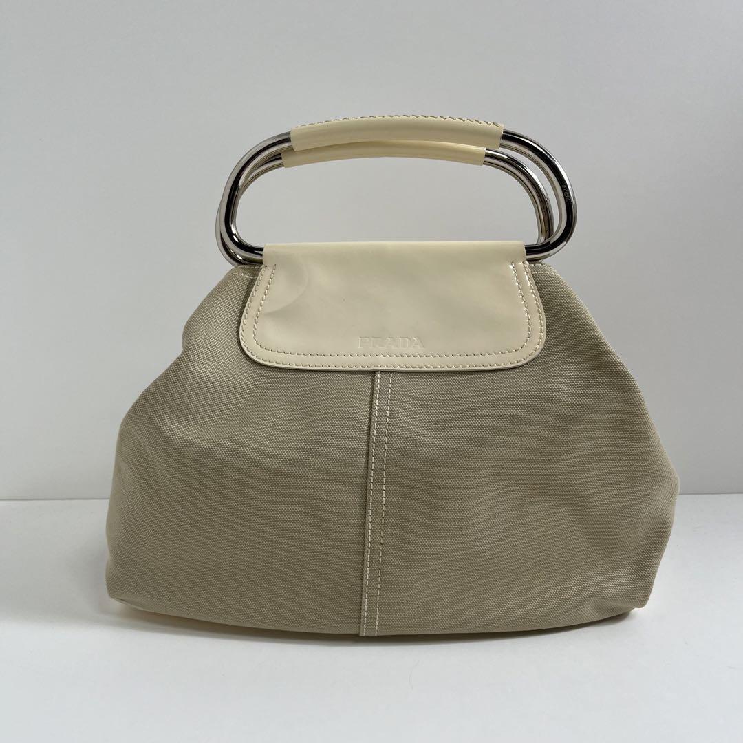 バッグ SS2003 PRADA L HANDLE BAG PRADA SS2003 Metal Handle Bag - Silver Hardware Detail