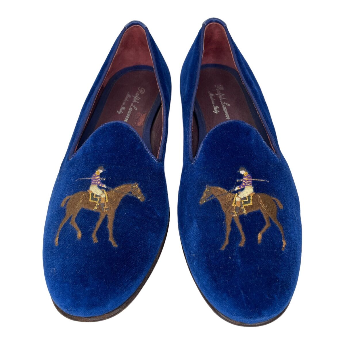 Ralph Lauren Purple Label Blue Velvet Embroidered Accent Ralph Lauren Purple Label Blue Velvet Embroidered Accent