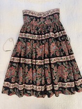 70s 80s Jean Gerard French Provincial Midi Corset Skirt w Boning Folk Paris